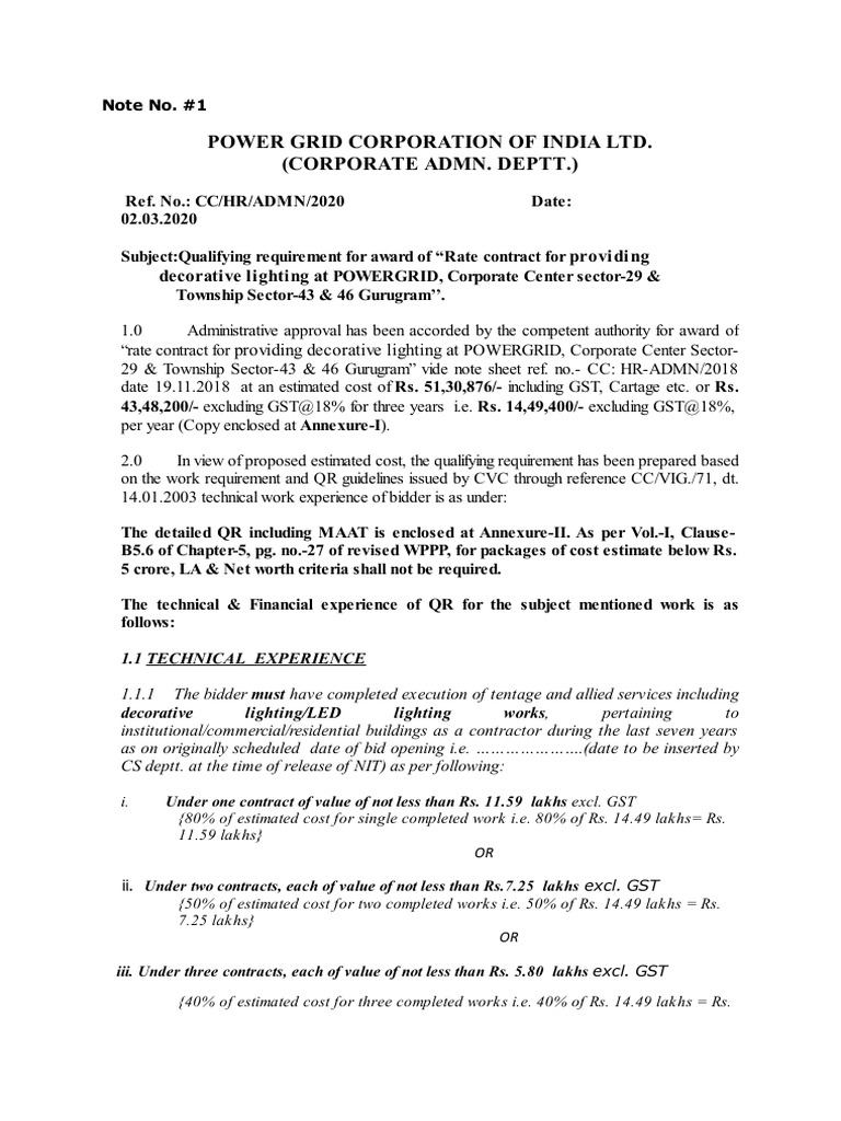 Rate Contract for Decorative Lighting | PDF