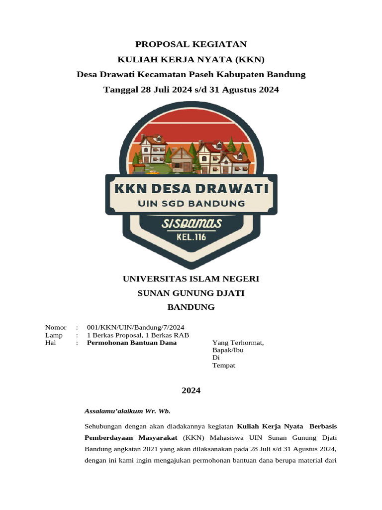 Proposal KKN Pemberdayaan Masyarakat 2024 | PDF