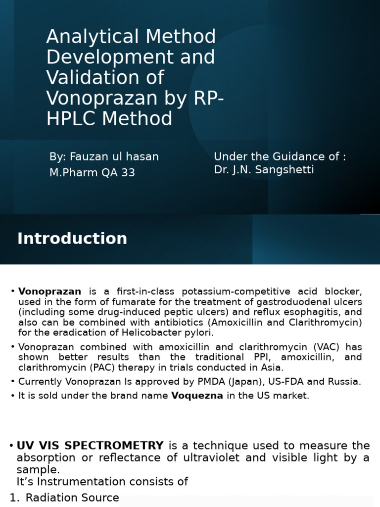 HPLC Method for Vonoprazan Analysis | PDF | High Performance Liquid ...