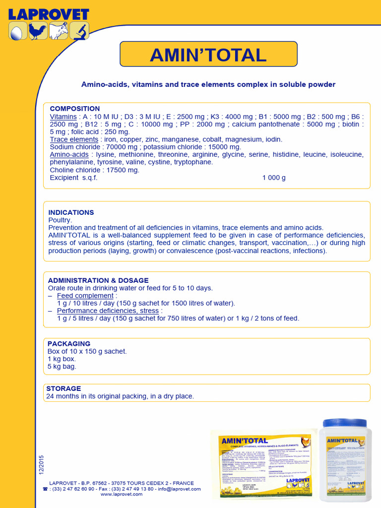 Amin'Total: Poultry Supplement Guide | PDF