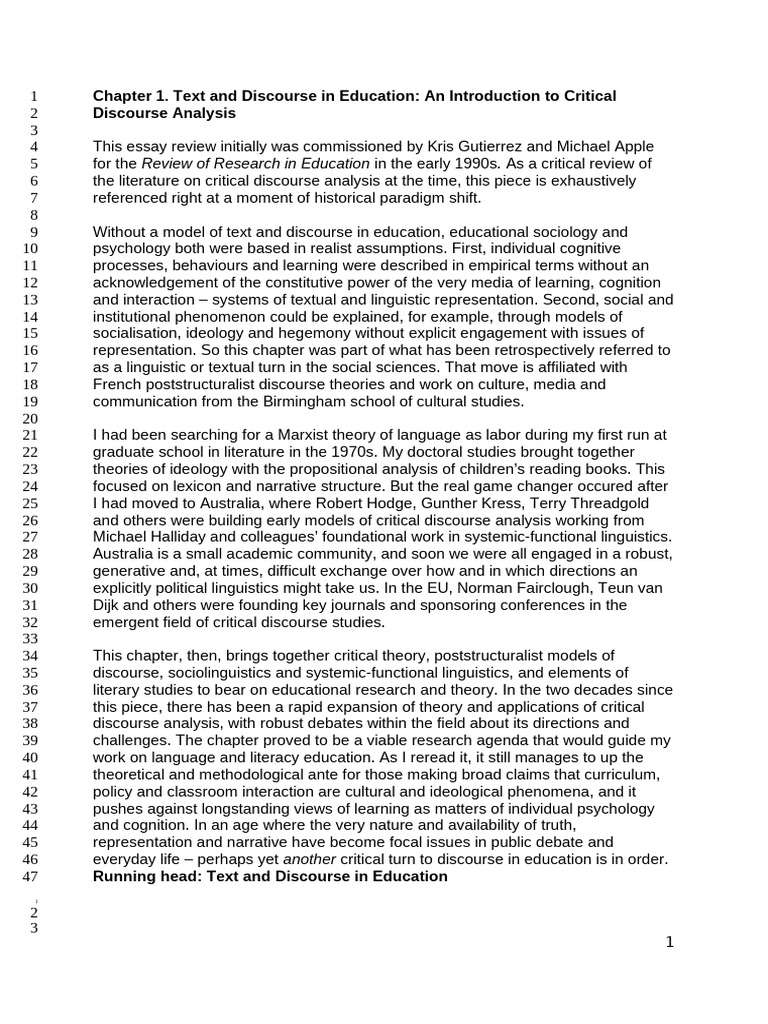 Final V 2 Chap 1 Text Discourse | PDF | Discourse | Linguistics