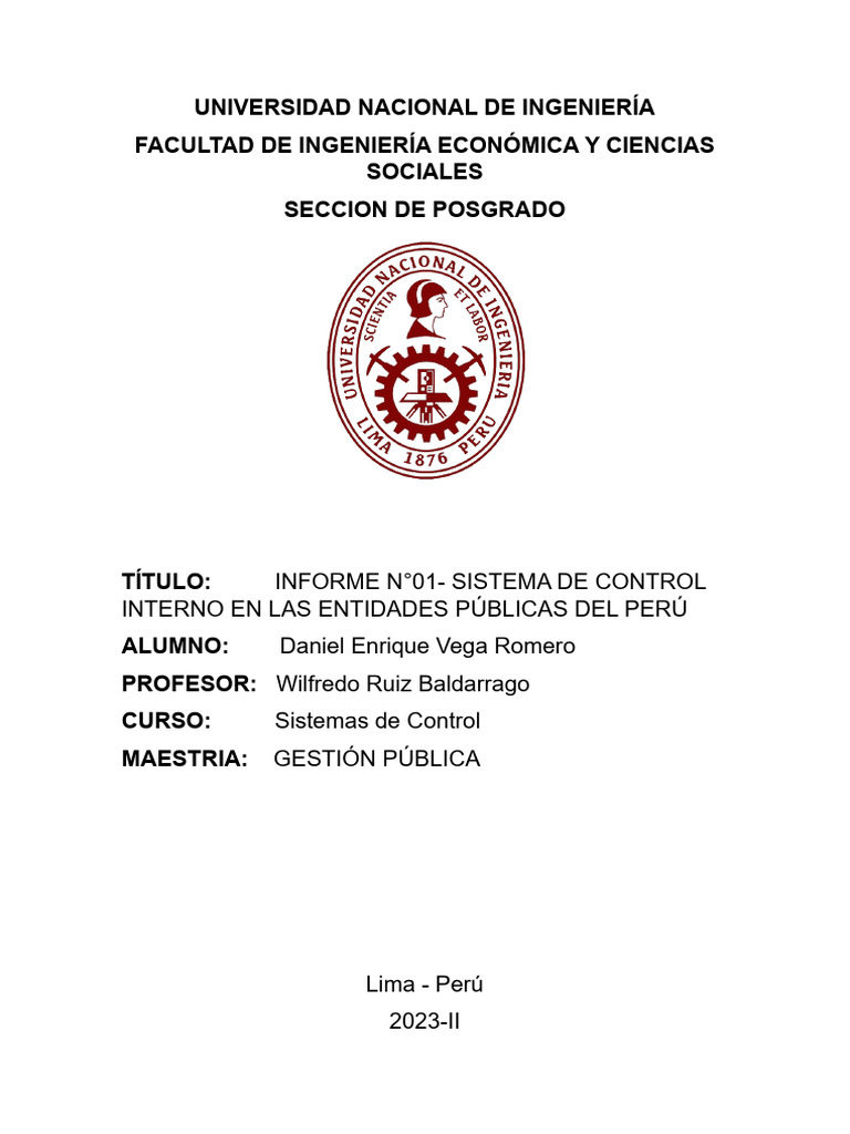 Informe N°01 - Sistema de Control Interno en Las Entidades Públicas Del ...