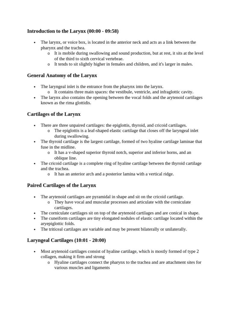 Introduction To The Larynx | PDF | Larynx | Human Head And Neck