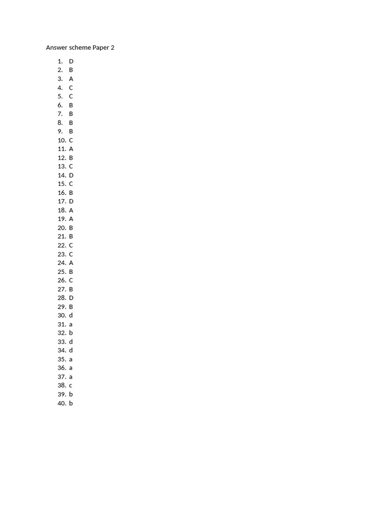 Answer Scheme Paper 2 | PDF