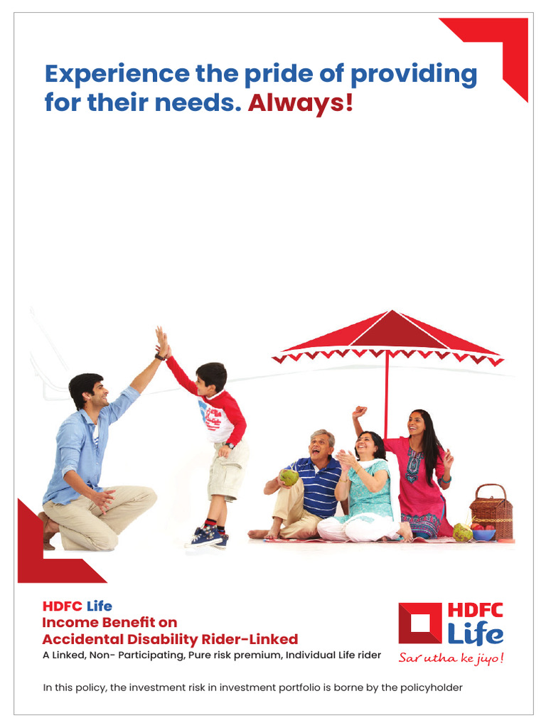 HDFC Life Income Benefit On Accidental Disability Rider | PDF ...