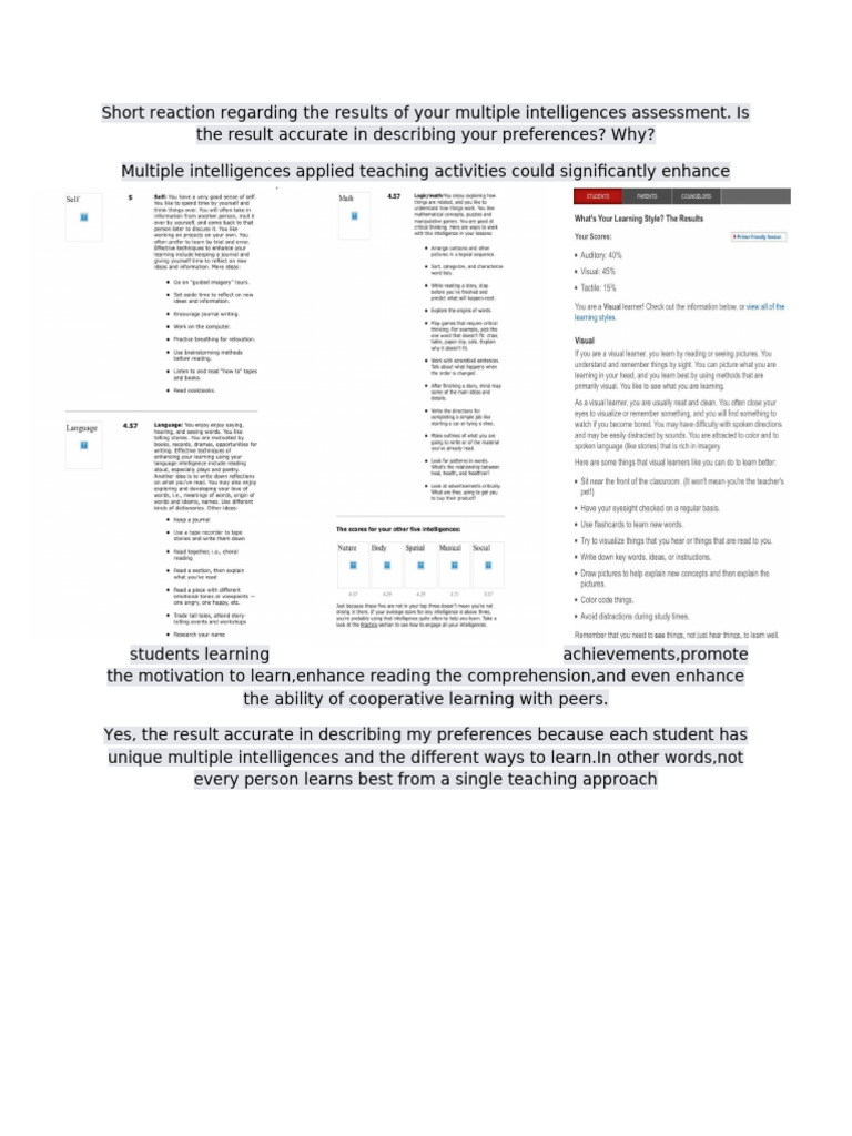 Multiple Intelligences in Education | PDF