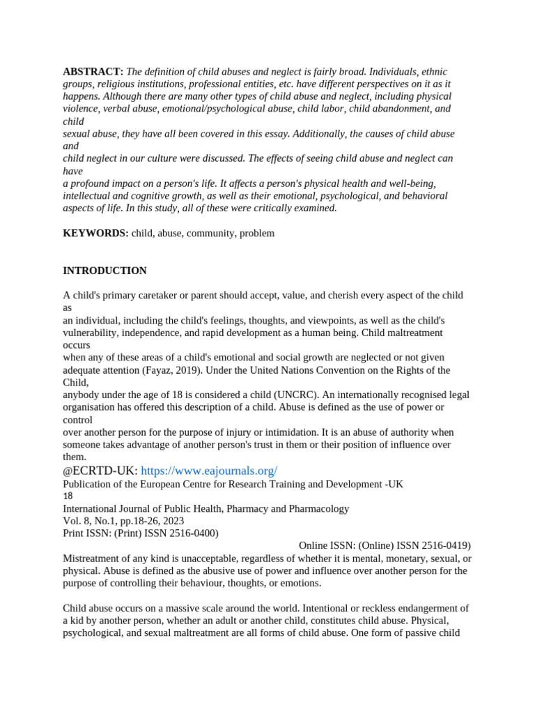 Prevention of Child Abuse | PDF | Child Abuse | Child Neglect