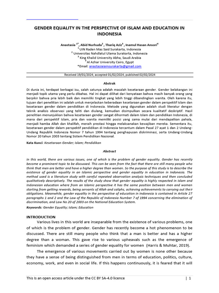 Gender Equality in Islam and Education | PDF | Discrimination | Teachers