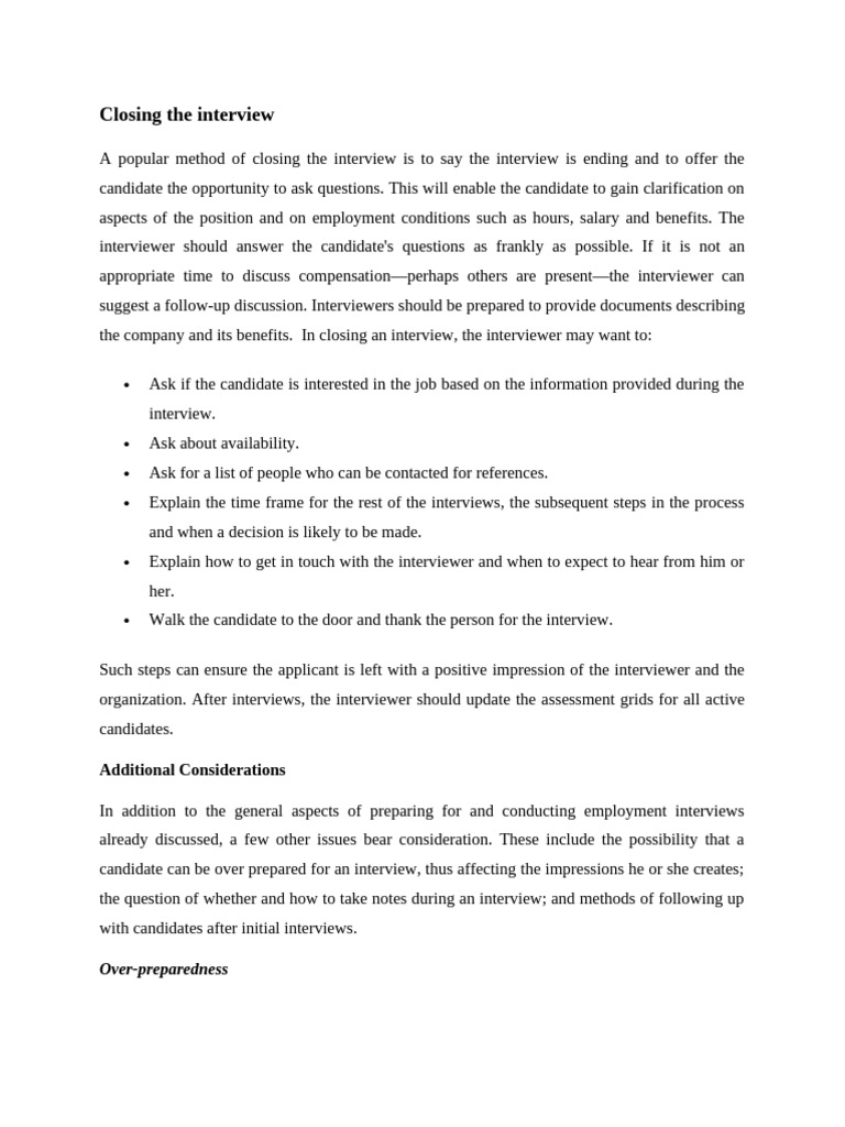 Effective Interview Closing Techniques | PDF | Résumé | Employment