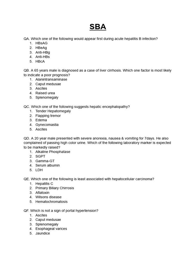 Hepatology Question 5th Year-1 | PDF | Cirrhosis | Hepatitis