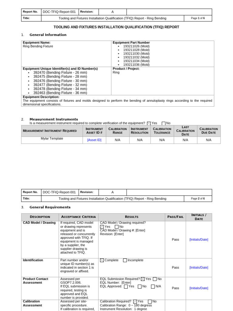 TFIQ Report for Ring Bending Fixture | PDF | Verification And ...