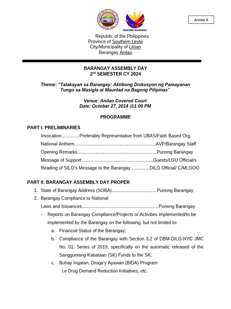 Annex A Programme Template | PDF