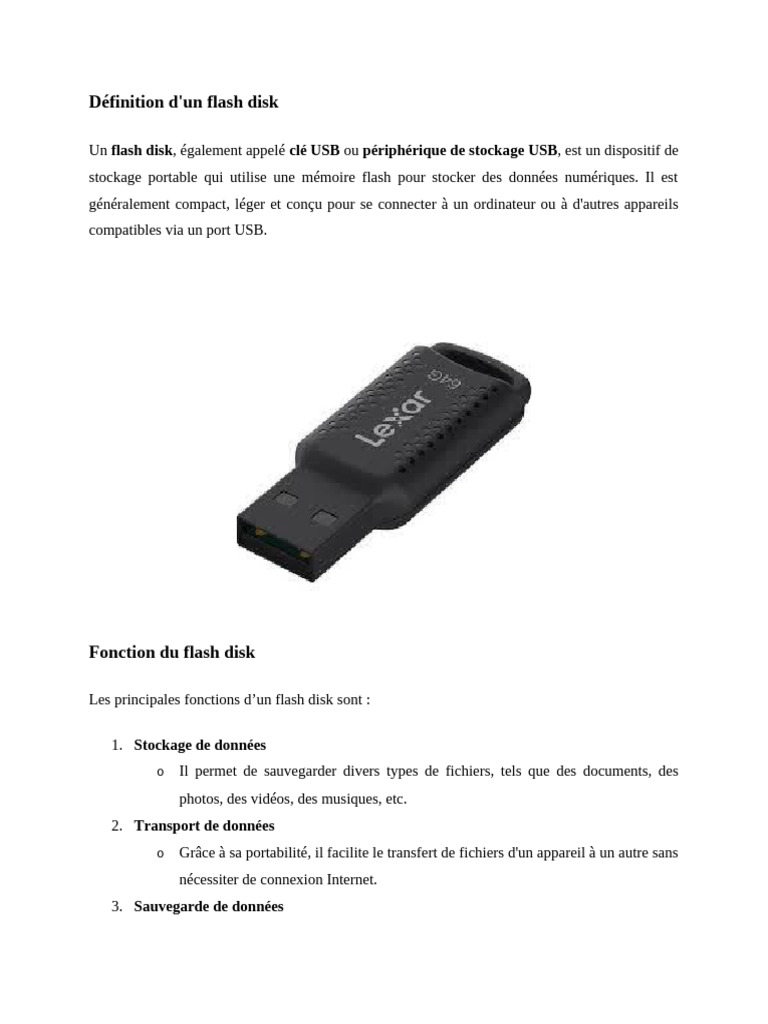 Définition et fonctions du flash disk | PDF
