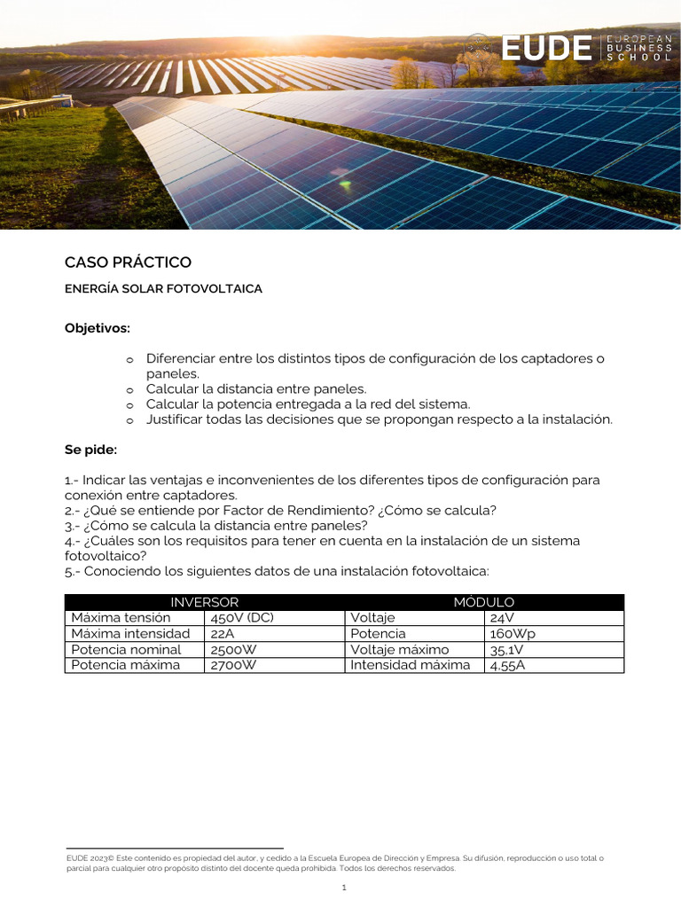 Caso - Energia Solar Fotovoltaica | PDF | Fotovoltaica | Recolección de ...