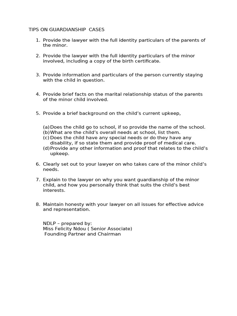 Tips On Guardianship Cases | PDF