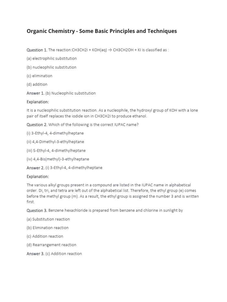 Organic Chemistry - Some Basic Principles and Techniques 11 Grade | PDF ...