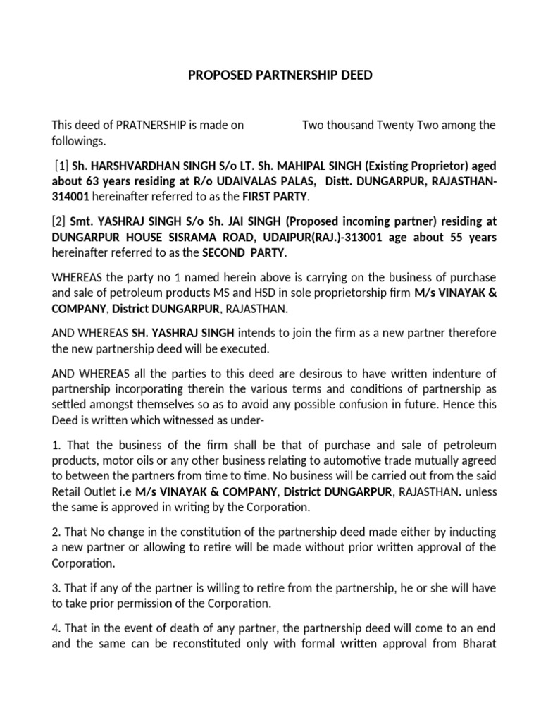 Partnership Deed 50-50 | PDF | Credit Card | Partnership