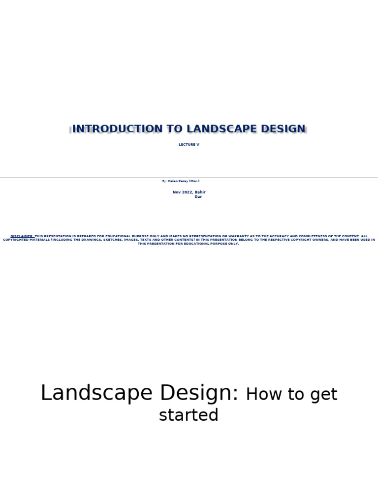 LEC 5 - LD - ARCH3131 - Landscape Design-How To Get Started | PDF ...