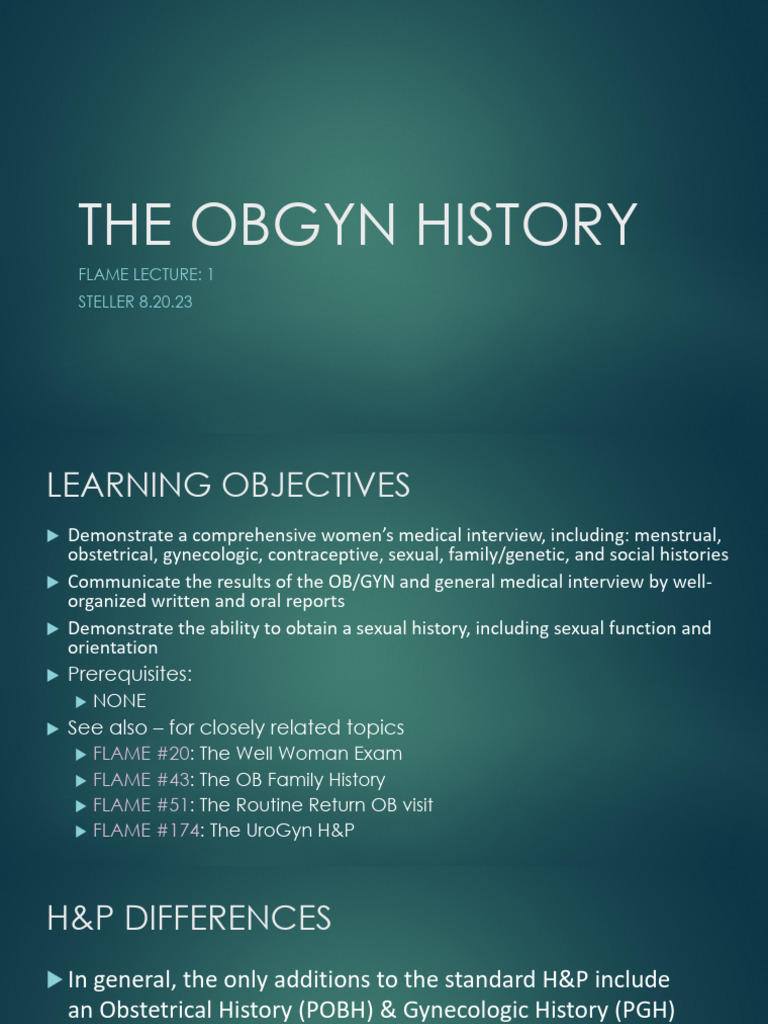 Comprehensive OB/GYN History Guide | PDF | Childbirth | Caesarean Section
