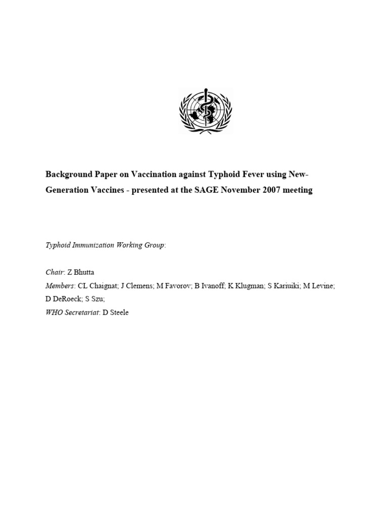 Background Paper On Vaccination Against Typhoid Fever Using New ...