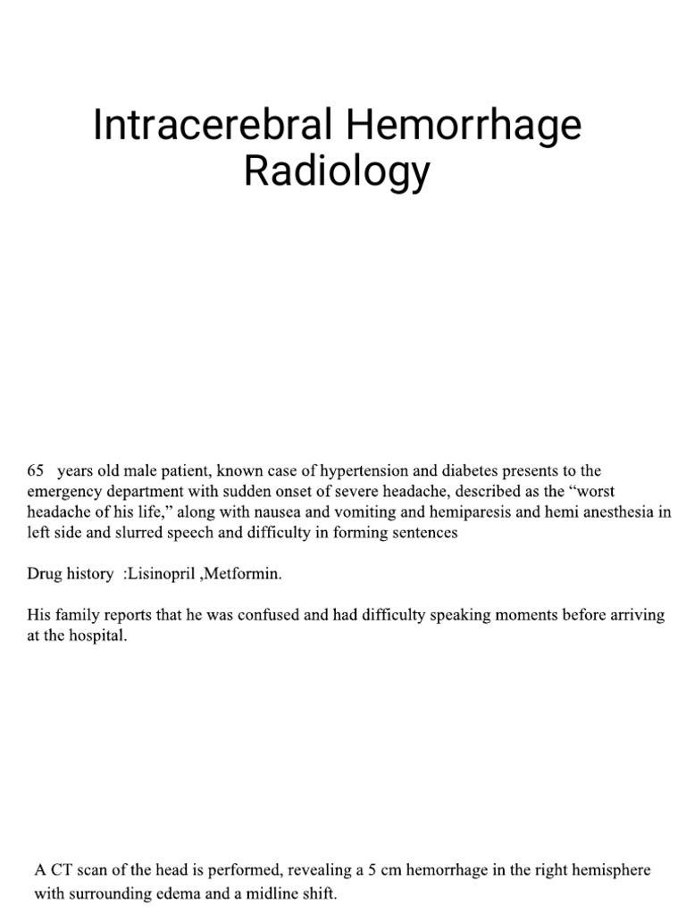 Intracerebral Hemorrhage Imaging Findings | PDF