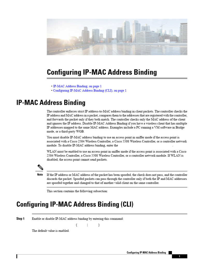 ip and mac address binding list