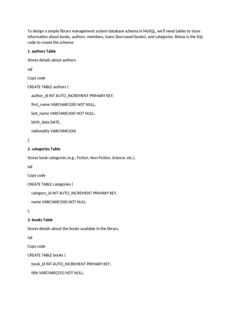 To Design A Simple Library Management System Database Schema in MySQL ...