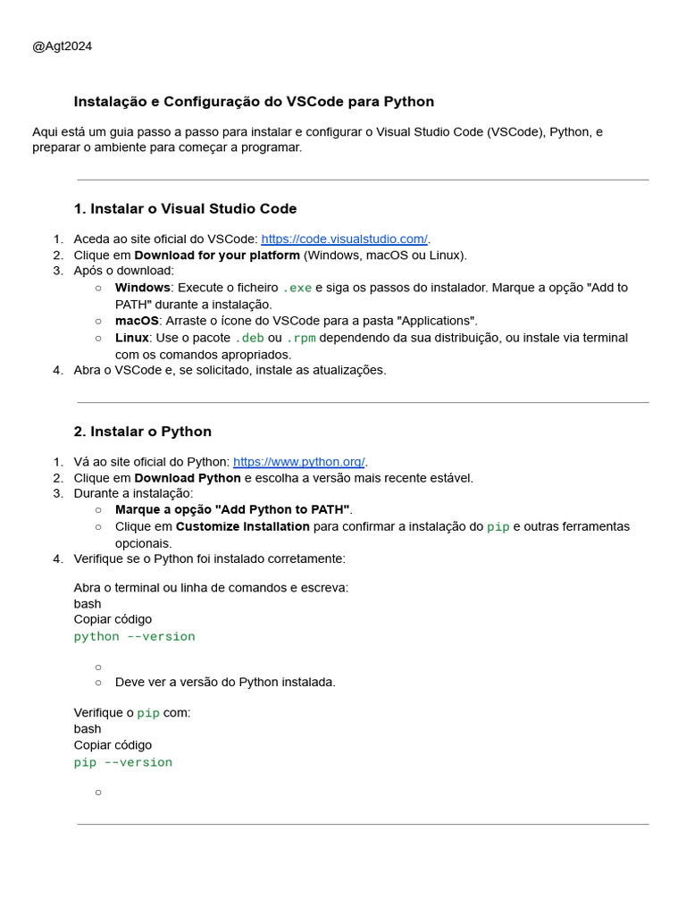 Instalação e Configuração do VSCode para Python | PDF | Python ...