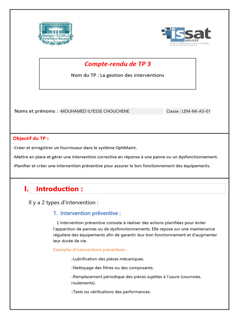 Gestion des interventions techniques TP | PDF