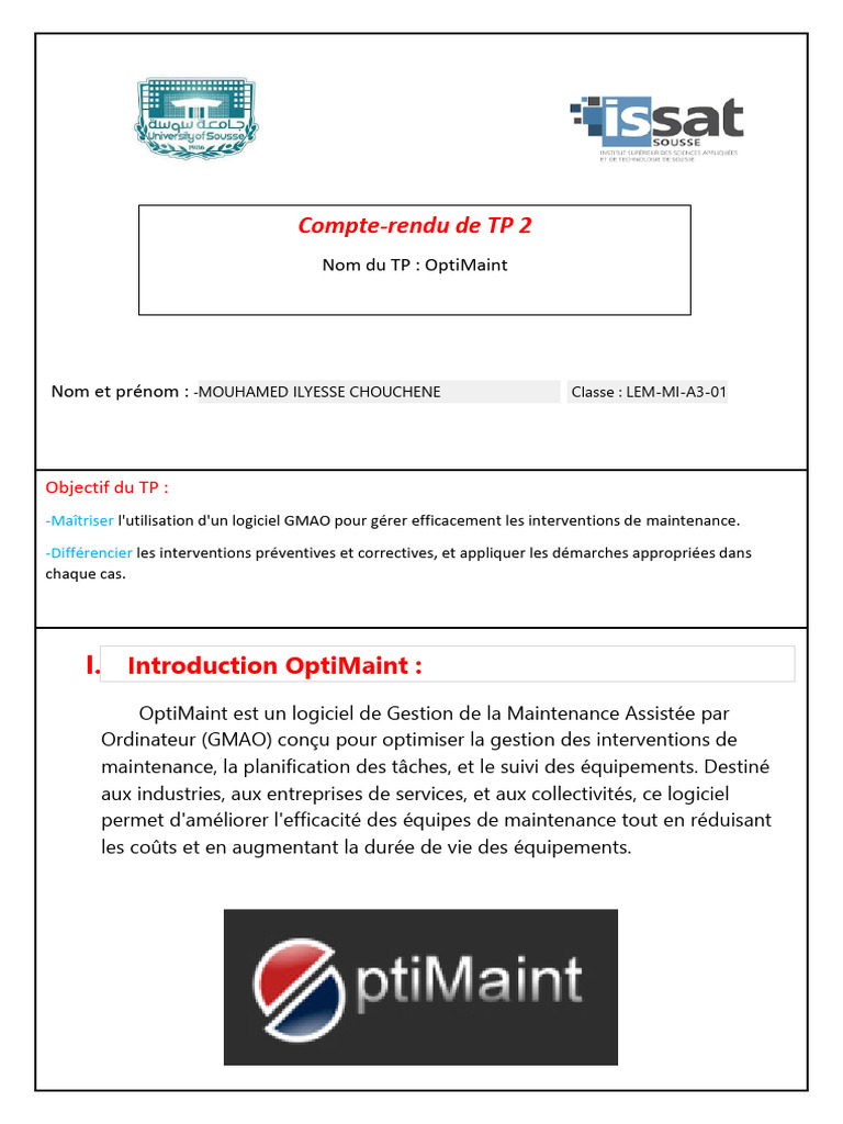 Introduction à OptiMaint GMAO | PDF | Logiciel | Inventaire