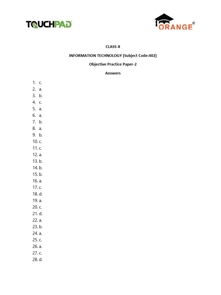 Class 10 IT Practice Answers | PDF