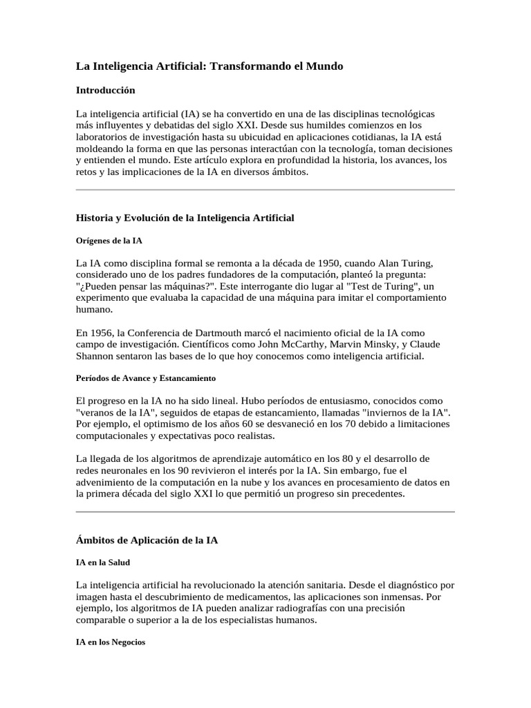 La Inteligencia Artificial | PDF | Inteligencia artificial ...