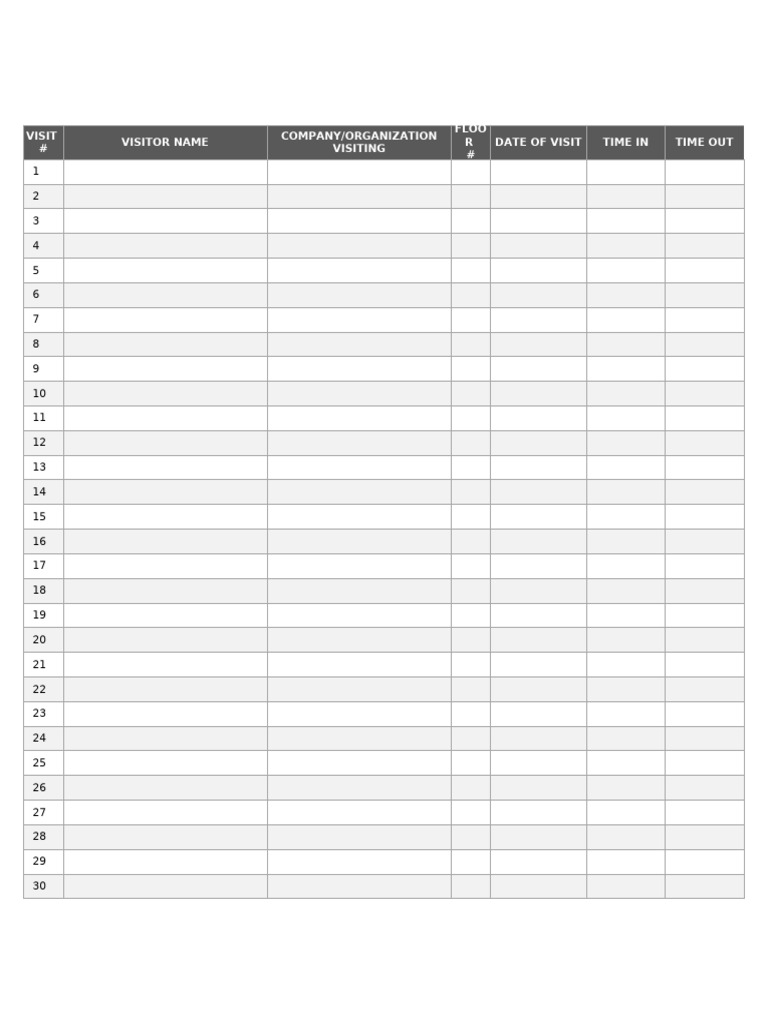 IC Visitor Sign in Sheet 8872 | PDF