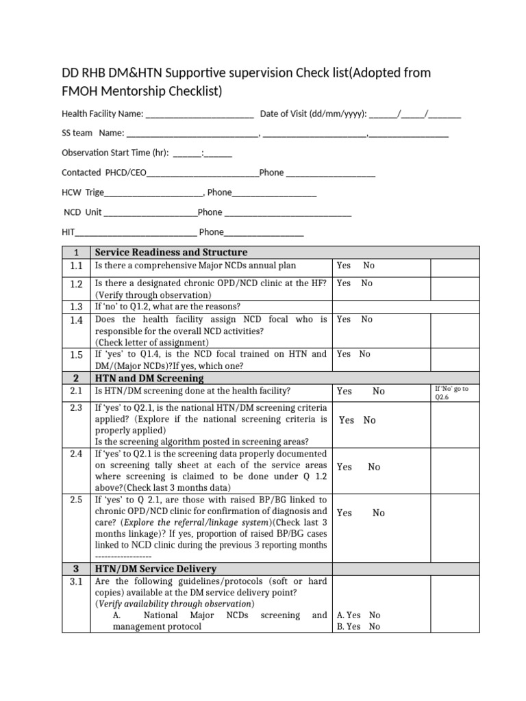 RHB Diabetes and Hypertension Checklist | PDF | Non Communicable ...
