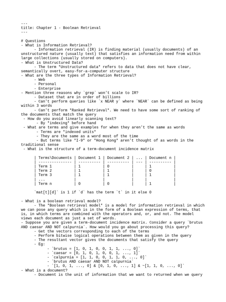 Boolean Retrieval in Information Retrieval | PDF | Information ...