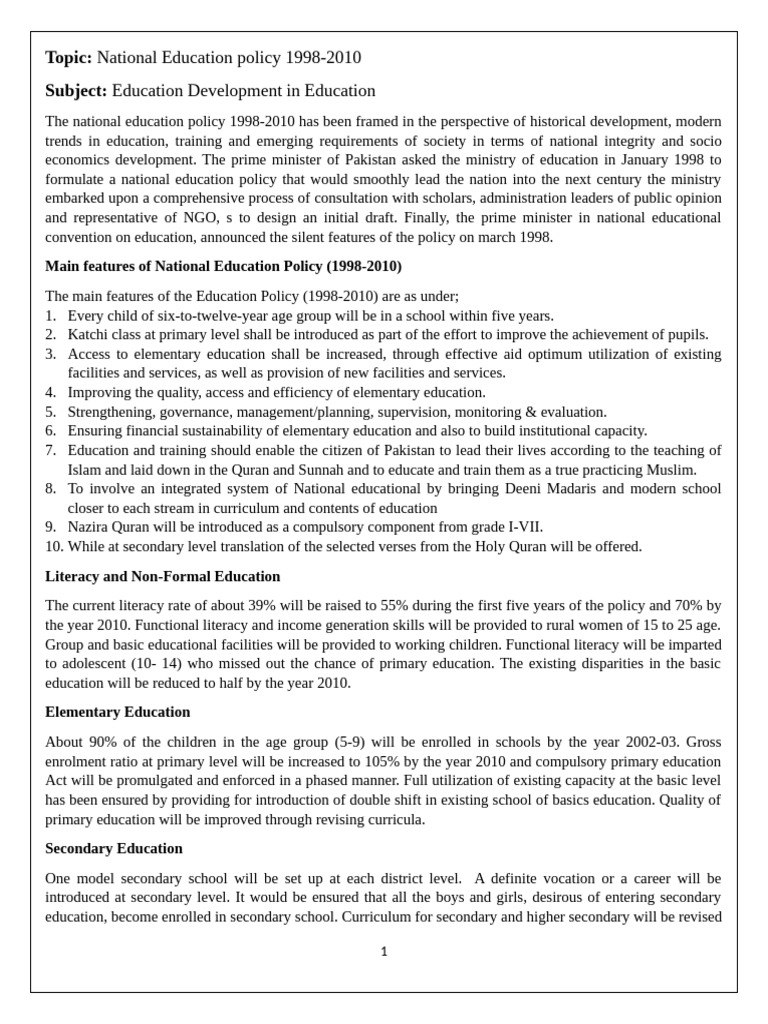 NATIONAL EDUCATION CODE 2010 visual data 7