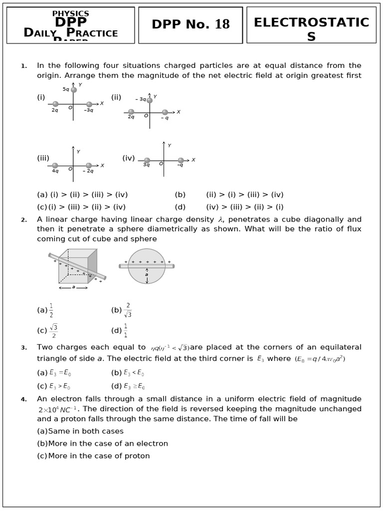 18-test-electrostatics-pdf-electric-field-electrostatics