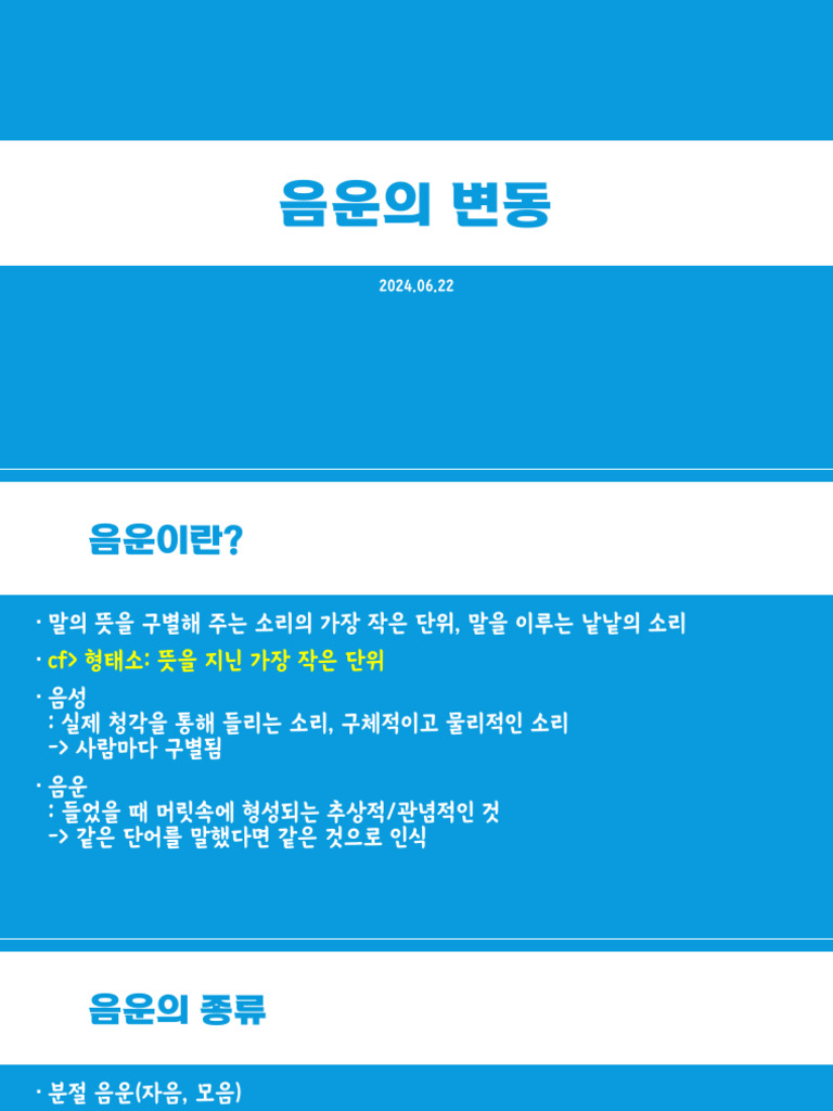 음운의 변동 - 0622 | PDF