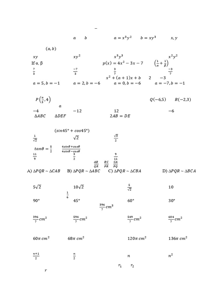 P B 2 Maths Class 10 2024 - 25 | PDF | Area | Sphere