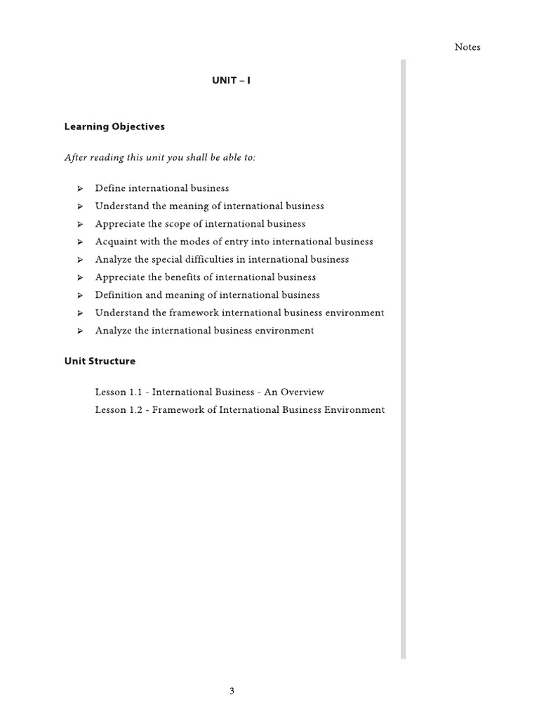 Unit - 1 International Business Environment. | PDF