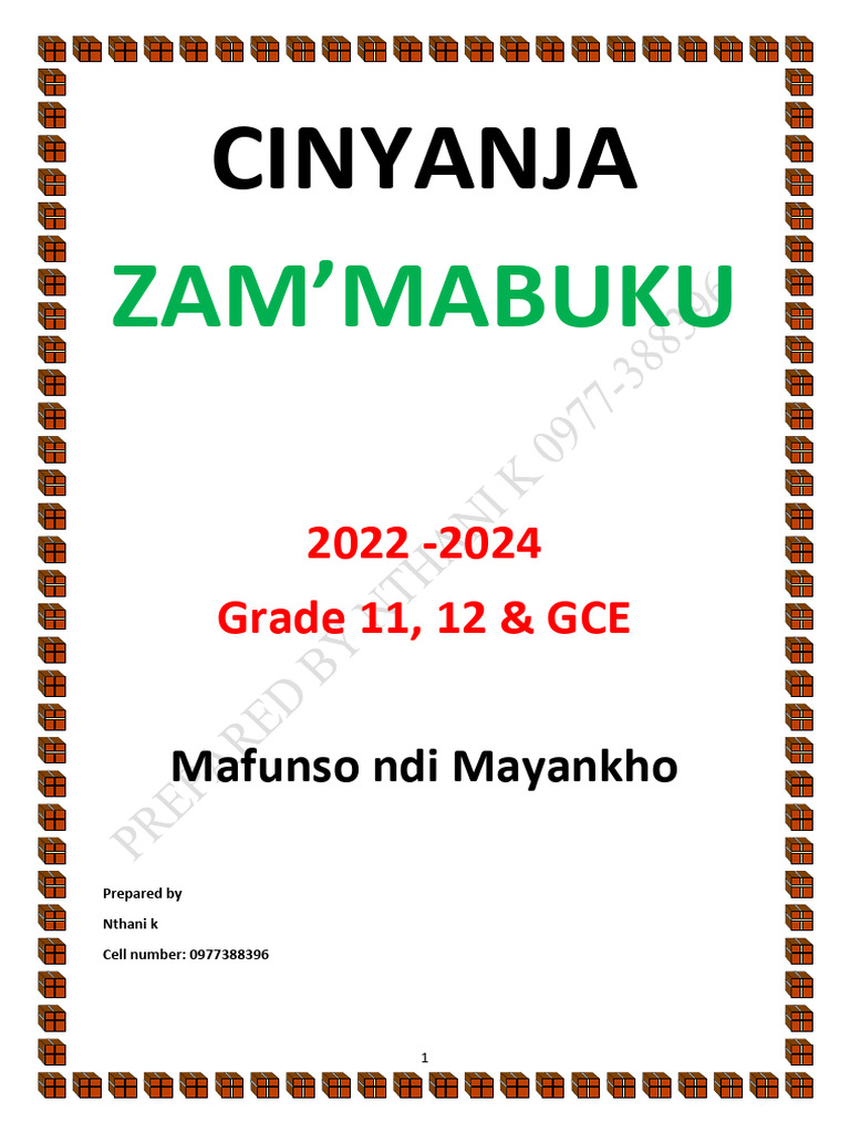 Cinyanja Zam'Mabuku Grade 11-12 Guide | PDF | Malawi | Zambia