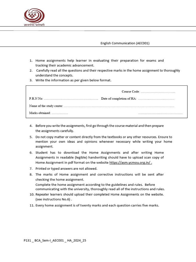 BCA Semester I Home Assignments | PDF | C++ | Software Development