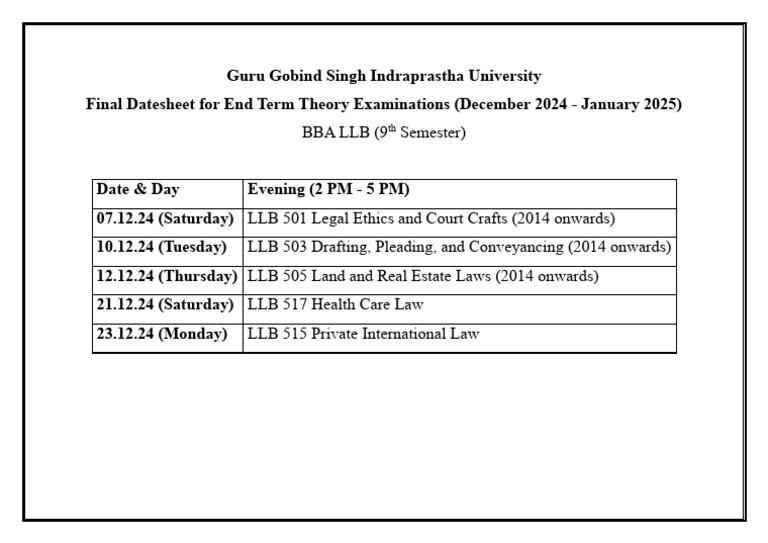 Date Sheet | PDF
