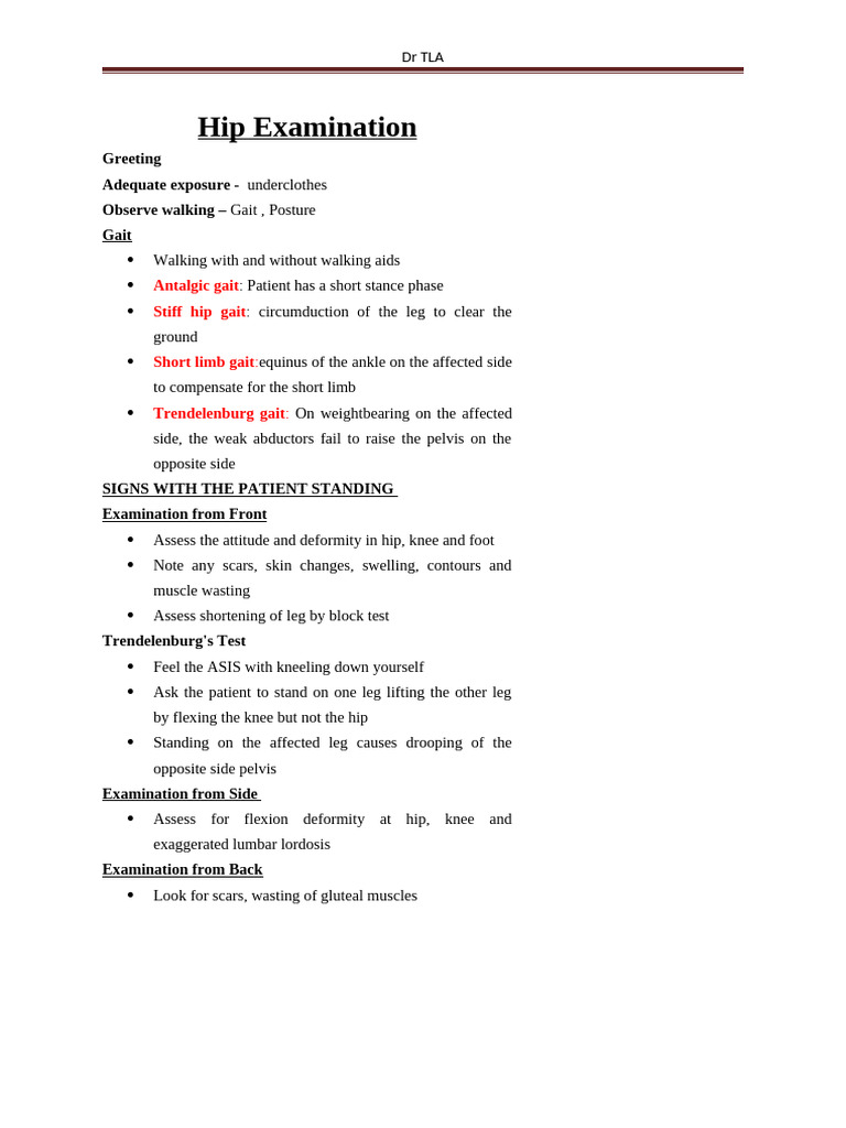 Comprehensive Hip Examination Guide | PDF | Anatomical Terms Of Motion ...