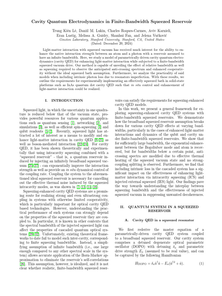 Finite-Bandwidth Squeezed Reservoir in Cavity QED | PDF | Quantum ...