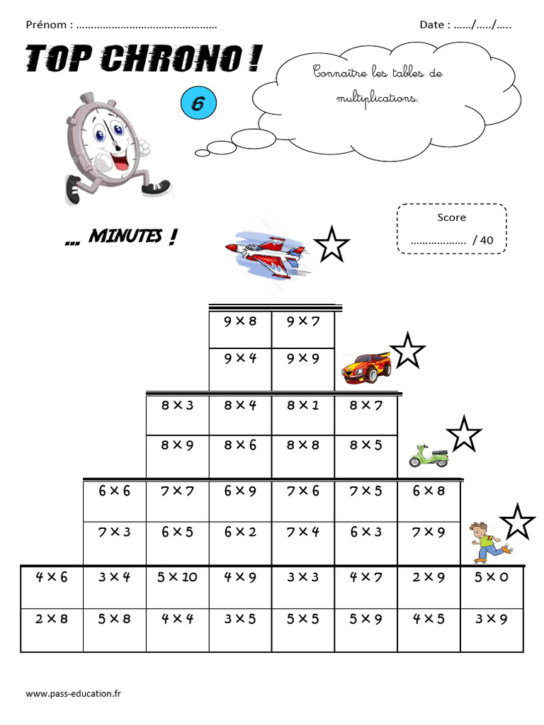Conna tre les tables de multiplications top chrono cm1 6 pdf