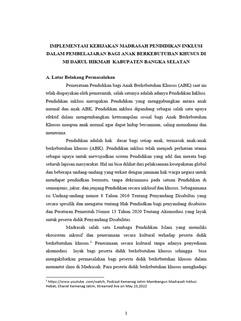 Implementasi Pembelajaran Pendidikan Inklusi | PDF