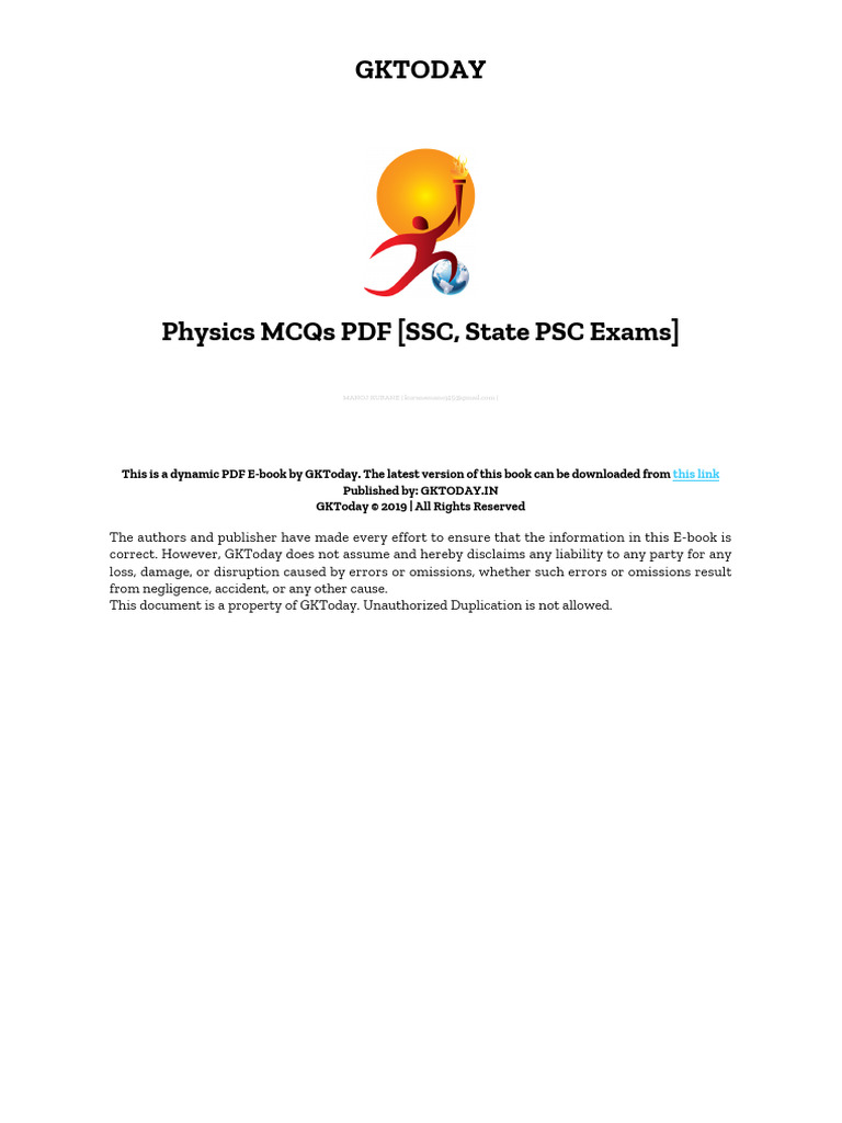 Physics MCQs for SSC & PSC Exams | PDF | Acceleration | Force