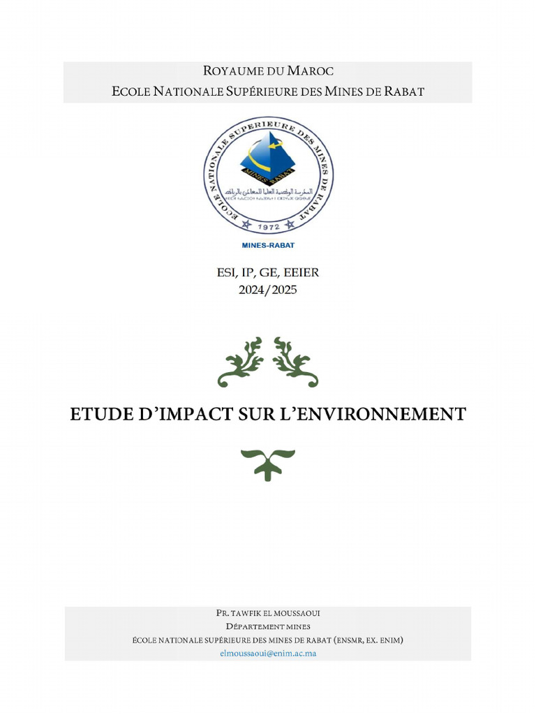 Étude d'Impact Environnemental 2024/2025 | PDF | Environnement naturel ...