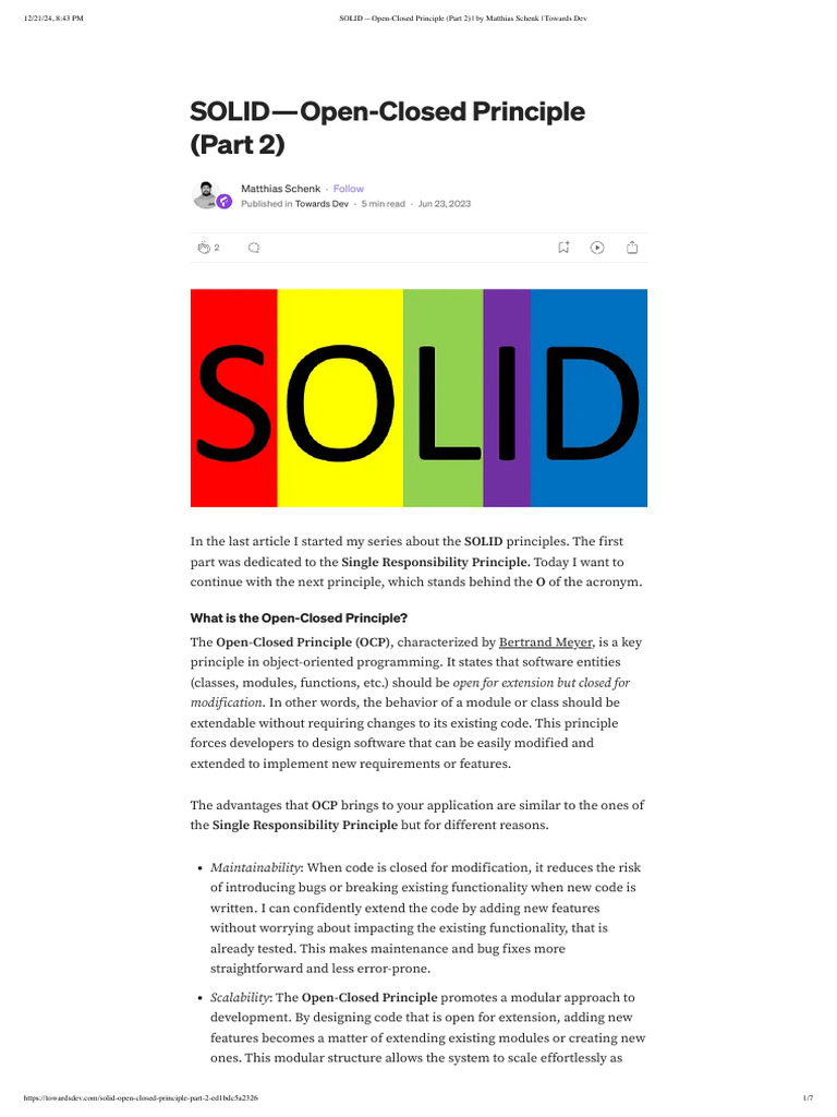 SOLID — Open-Closed Principle (Part 2) _ by Matthias Schenk _ Towards ...